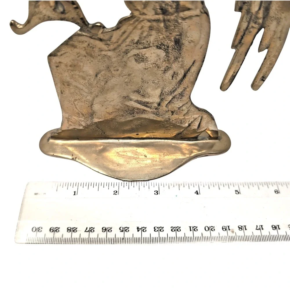 Vtg Solid Brass Angel Taper Candle Holder Christmas Kneeling‎ Stand Two Sided